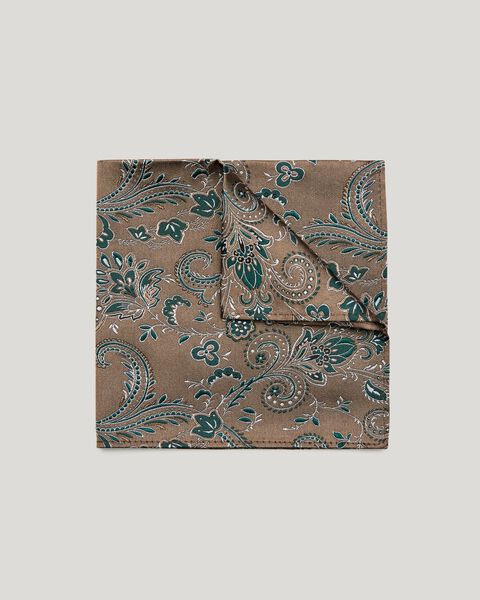 Biscuit Two-Tone Floral Jacquard Silk Pocket Square